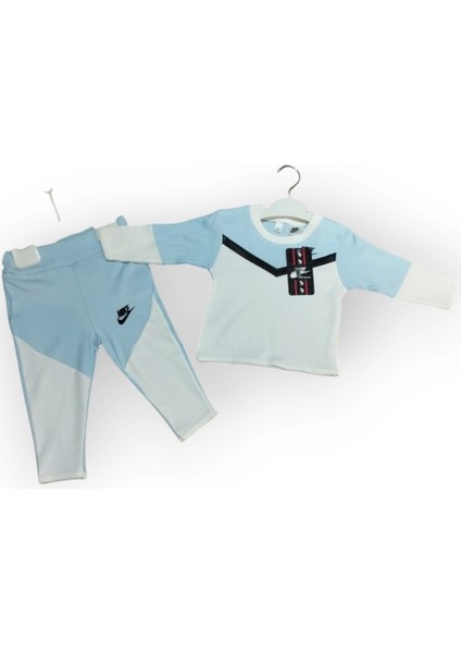 Baby Marka Baskılı Nke Desen Biyeli Uzun Kol Ikili Takım Unisex 6-24 Ay