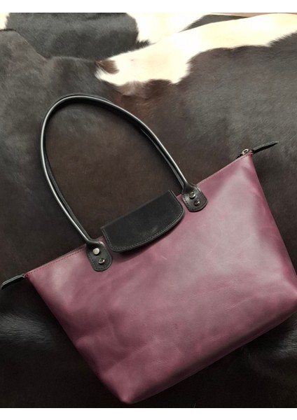 Omuz Çantası Hakiki Deri El Yapımı Büyük Boy Kadın Çantası