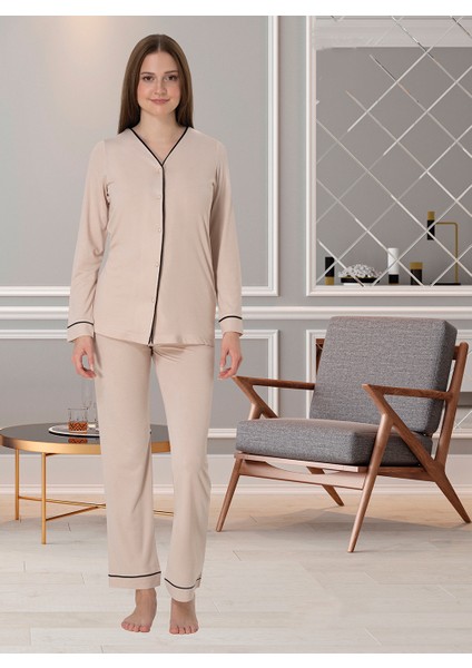 Lohusa Pijama Takımı Bej - 5072