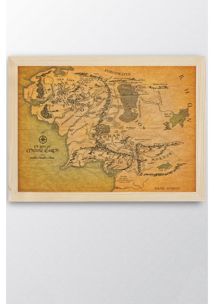 Yüzüklerin Efendisi Orta Dünya Haritası Çerçeveli Tablo - Film Posteri Tablo