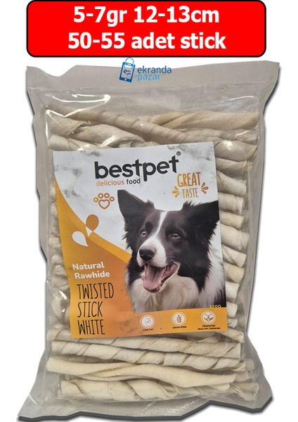 Burgu Çubuk 50-55Adet Kemik 5-7gr 12-13cm Yavru Köpek Diş Kaşıma Kemiği Stick Kemik (350gr)