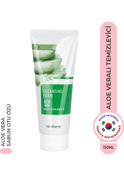 Cleansing Foam Aloe Vera Özlü Derin Temizleyici Nemlendirici Yüz Temizleme Köpük Kore 150ml