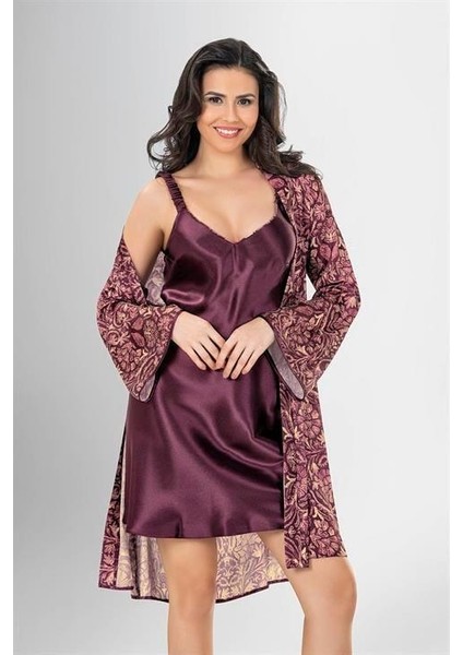 Aria's Closet 2 Li Kısa Sabahlık Takımı Desenli