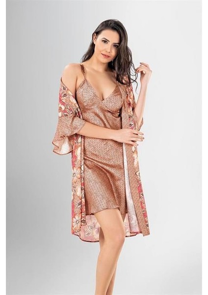 Aria's Closet 2 Li Kısa Sabahlık Takımı Desenli