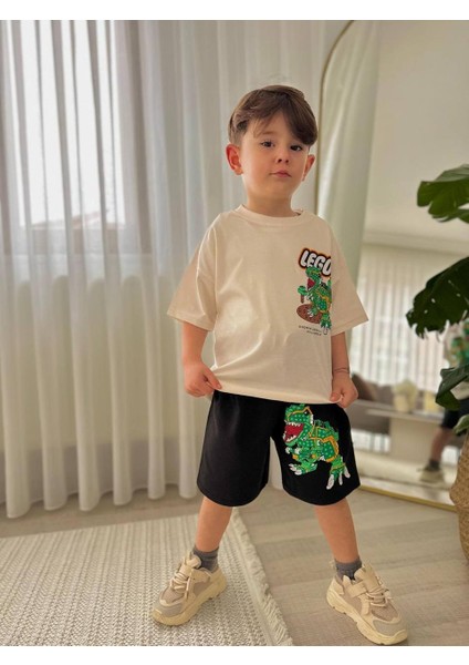 Erkek Çocuk LEGO Modelli Baskılı Şortlu Pamuk Takım