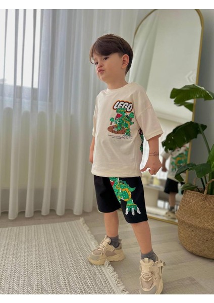 Erkek Çocuk LEGO Modelli Baskılı Şortlu Pamuk Takım