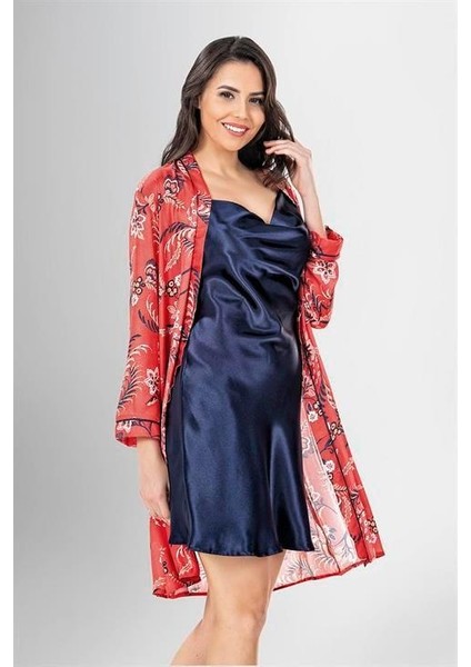 Aria's Closet 2 Li Kısa Sabahlık Takımı Desenli