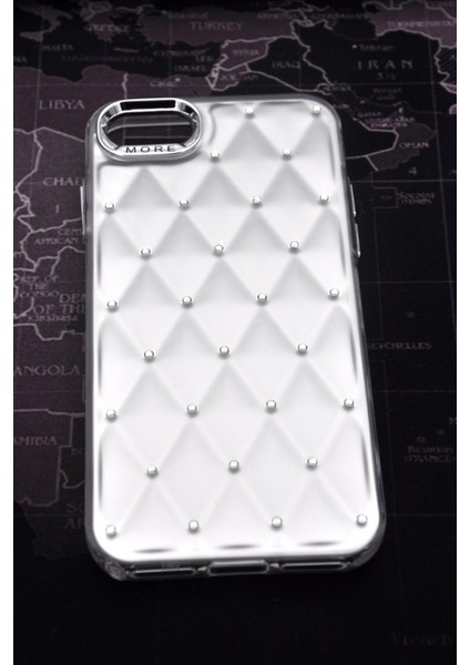 iPhone 7 / 8 Uyumlu Baklava Desenli Pırlanta Taşlı Sert Kapak Kılıf Beyaz fiyatları