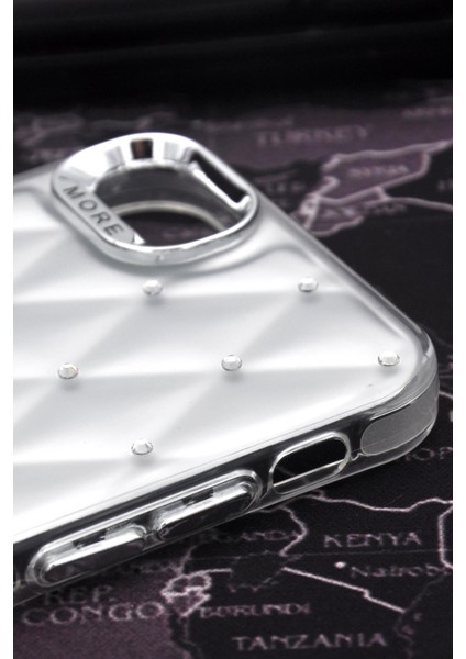 iPhone 7 / 8 Uyumlu Baklava Desenli Pırlanta Taşlı Sert Kapak Kılıf Beyaz fırsatları