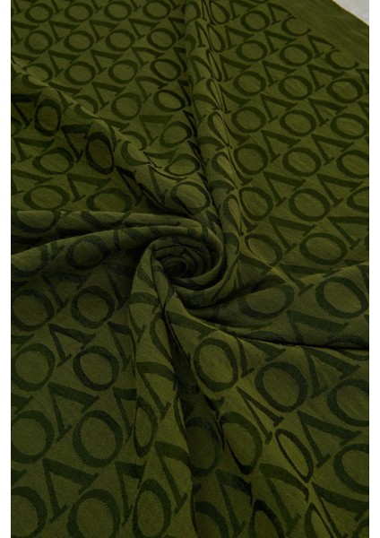 Jakarlı Monogram Şal 27042025-ZÜMRÜT Yeşili