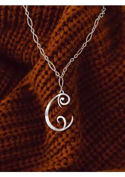 925 Ayar gümüş kolye "C"harfi SM668