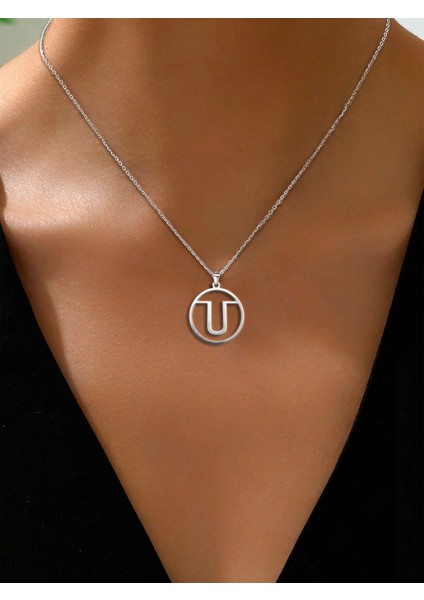 925 Ayar gümüş kolye "U"harfi SM614