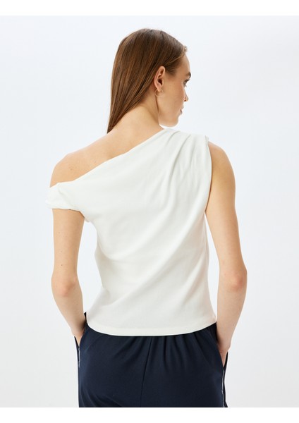 Kayık Yaka Drapeli Kolsuz Slim Fit Bluz fırsatları