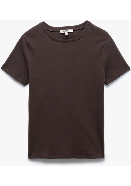 Slim Fit Pamuklu Kısa Kollu Bisiklet Yaka Basic Tişört modelleri