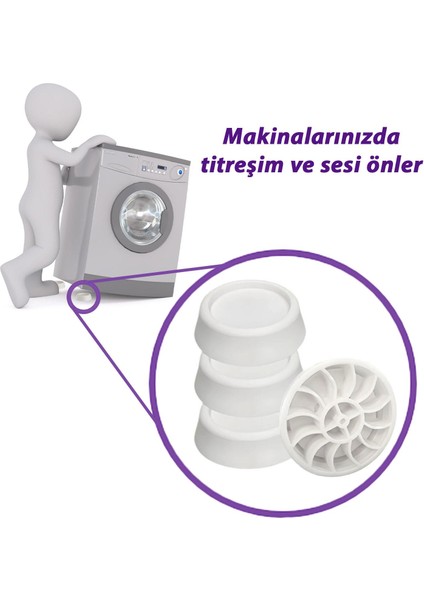 4 Adet Beyaz Eşya Çamaşır Bulaşık Makinası Buzdolabı Yükseltici Titreşim Ayağı Altlığı Ayaklığı Gürültü Önleyici indirimleri