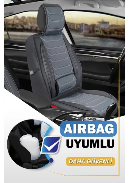 Isuzu D-Max Uyumlu Yarı Deri Oto Koltuk Kılıfı Ön/arka 5li Anka Set Füme