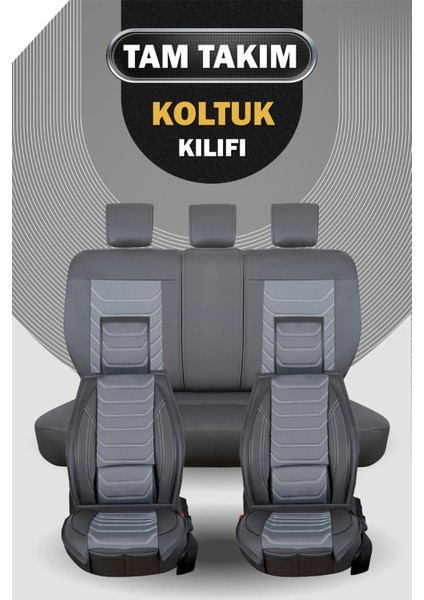 Isuzu D-Max Uyumlu Yarı Deri Oto Koltuk Kılıfı Ön/arka 5li Anka Set Füme