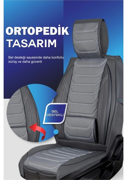 Isuzu D-Max Uyumlu Yarı Deri Oto Koltuk Kılıfı Ön/arka 5li Anka Set Füme