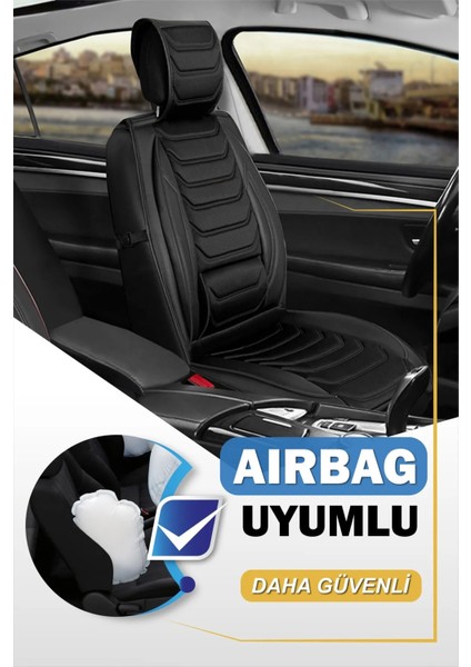 honda Civic Uyumlu Yarı Deri Oto Koltuk Kılıfı Ön/arka 5li Anka Set Siyah