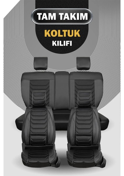 Isuzu D-Max Uyumlu Yarı Deri Oto Koltuk Kılıfı Ön/arka 5li Anka Set Siyah