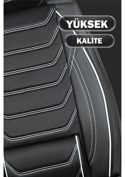 dacia Sandero Uyumlu Yarı Deri Oto Koltuk Kılıfı Ön/arka 5li Anka Set Siyah-Beyaz modelleri