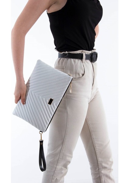 Beyaz Tek Bölmeli Kadın Portföy & Clutch SP1034