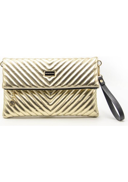 Silver Polo Altın - Altın NV1134 Kadın Portföy Clutch