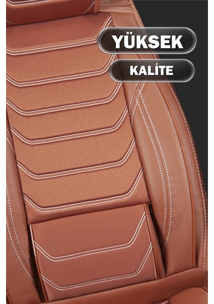 Seat Arona Uyumlu Yarı Deri Oto Koltuk Kılıfı Ön/arka 5li Anka Set Tarçın