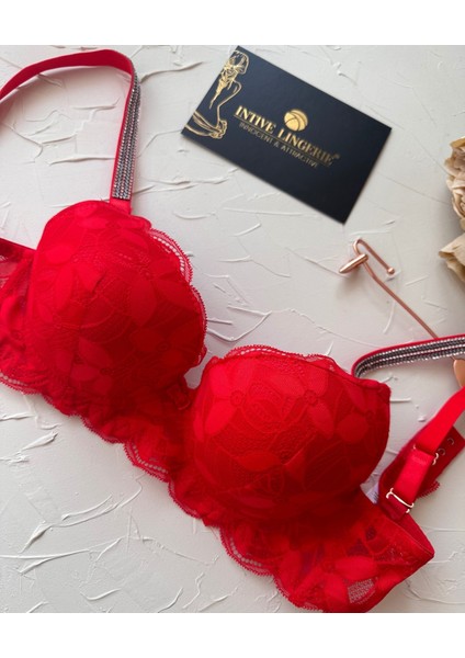 Jasmine Askıları Parlak Taşlı Hafif Destekli Dantelli Soft Cup Ithal Sütyen (B-C Cup) fiyatları