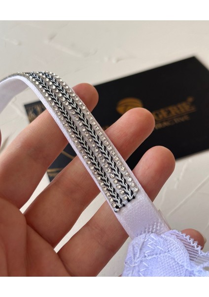 Jasmine Askıları Parlak Taşlı Hafif Destekli Dantelli Soft Cup Ithal Sütyen (B-C Cup) fırsatları