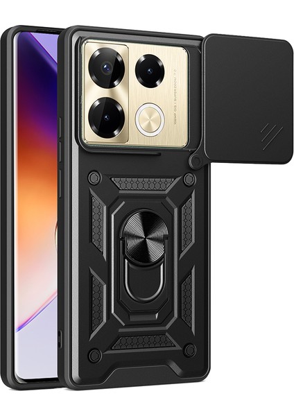 Infinix Note 40 Pro Uyumlu Kılıf Magnetik Standlı Kamera Korumalı Zore Sürgülü Vega Kapak