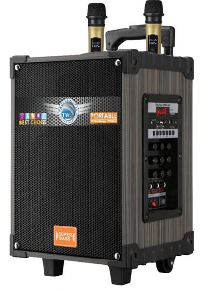 LT-910 Dijital LED Göstergeli Fm Radyolu Mikrofonlu Gitar Girişli Tws 10 Inç Stereo Bass Kablosuz Karaoke Hoparlör
