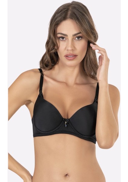 Kaplı Balenli Desteksiz Emzirme Sütyeni (Siyah, Ten, Beyaz) -3628