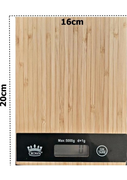 KRG02 Dijital LCD Mutfak Tartısı Terazisi 5kg Bambu Desenli (Mulvix)