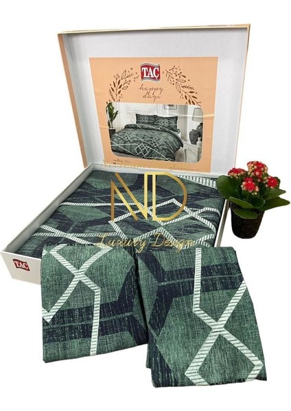 URG02 Çift Kişilik Saten Nevresim Takımı Nova Yeşil (Mulvix)