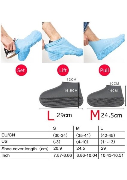 Mulvxurg URG02 Silikon Ayakkabı Kılıfı Kaymaz Su Kir Geçirmez M Beden Siyah (Mulvix)