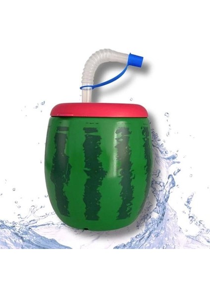 KRG02 Karpuz Model Kendiliğinden Pipetli 900 ml Suluk, Matara (Mulvix)