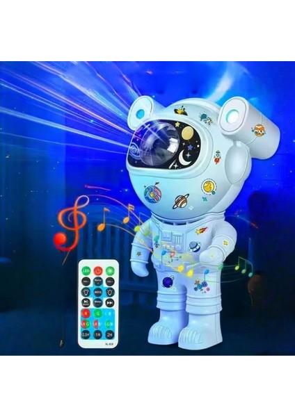 KRG02 Stickerlı ,kumandalı Astronot Model Gece Lambası (Mulvix)