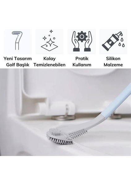 KRG02 Golf Tasarımlı Silikon Wc Klozet Mutfak Temizlik Fırçası Kanca Hediyeli (Mulvix)