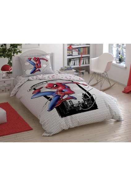 URG02 Lisanslı Spiderman Cloudy Tek Kişilik Nevresim Takımı (Mulvix)