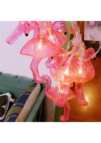 KRG02 10LU Pilli Led Flamingo Dekoratif Işık Zinciri Aydınlatma 1,5 mt (Mulvix)