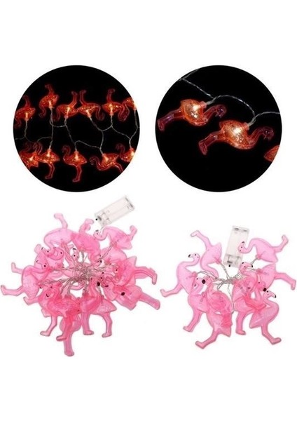 KRG02 10LU Pilli Led Flamingo Dekoratif Işık Zinciri Aydınlatma 1,5 mt (Mulvix)