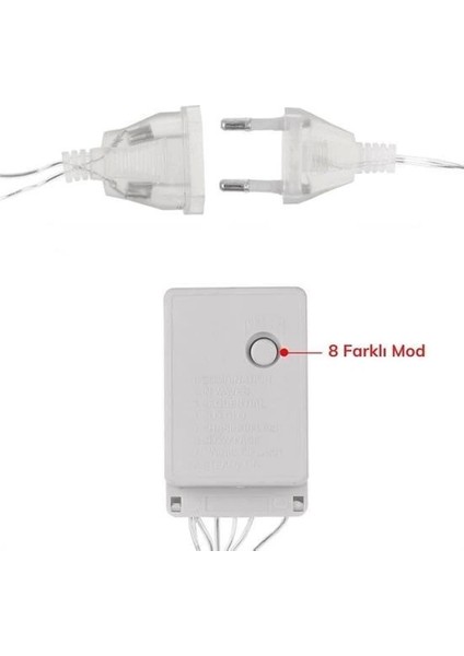 KRG02 8 Fonksiyonlu 16 Saçaklı Perde Led 3 x 1 (Günışığı) (Mulvix)
