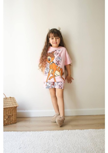 Kız Çocuk Ceylan Modelli Baskılı Şortlu Pamuk Takım