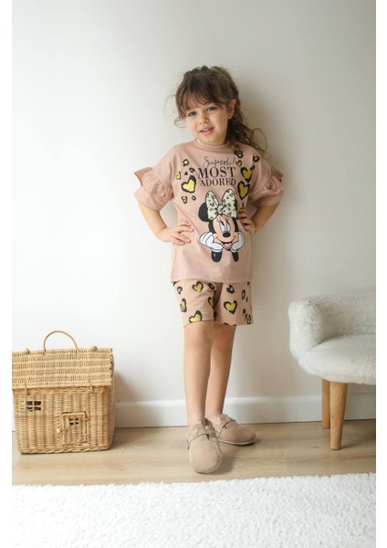 Kız Çocuk Karakter Modelli Baskılı Şortlu Pamuk Takım fiyatları