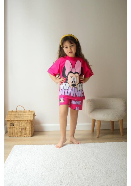 Kız Çocuk Karakter Modelli Baskılı Şortlu Pamuk Takım modelleri