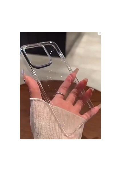 Samsung S22 Şeffaf Simli Sararmaz Mika Telefon Kılıfı