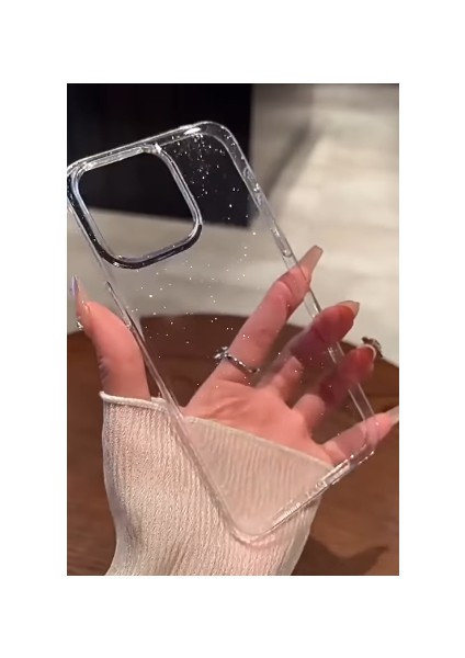 Samsung S22 Şeffaf Simli Sararmaz Mika Telefon Kılıfı