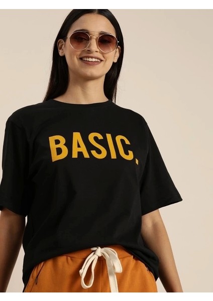 Baskılı T-Shirt - Siyah