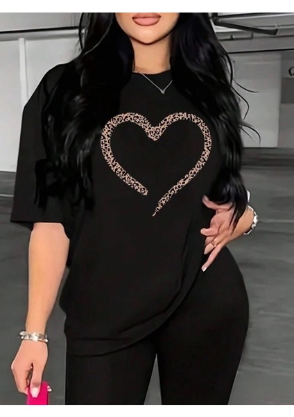 Baskılı T-Shirt - Siyah